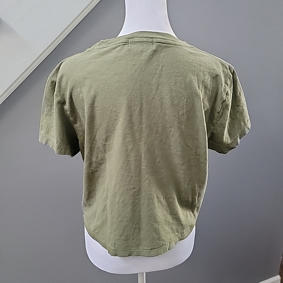 Aritzia Denim Forum Crop Tee Boxy Fit Green - 100% Cotton - Women's L Soft Comfy - Picture 4 of 5